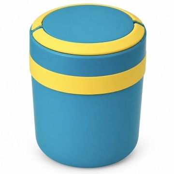 Lunch box termoizolant Pufo din inox cu farfurie interioara detasabila si capac etans, pentru mâncare sau supe, 2 L, albastru