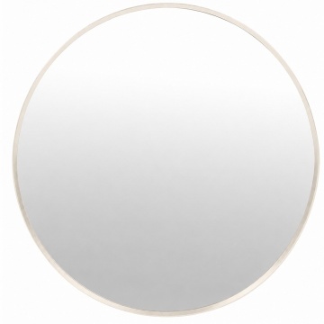 Oglinda eleganta de perete rotunda Pufo Glam cu rama decorativa, oglinda minimalista pentru baie, hol, dormitor, living sau dressing, Ø 50 cm, crem