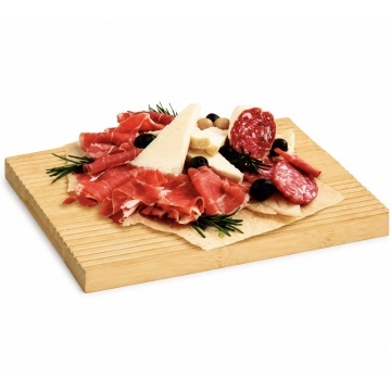 Platou servire din lemn de bambus Pufo, model striat, pentru aperitive, branzeturi, deserturi, 30 x 24 cm