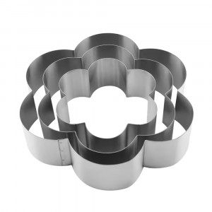 Set 3 forme metalice Pufo Flower Cake in forma de floare, pentru blat de tort, prajituri, argintiu- rezistente si usor de utilizat