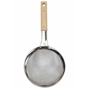 Strecuratoare mare de bucatarie cu maner din lemn, Ø 18 cm– sita fina pentru scurgere si cernere, 43.5 cm
