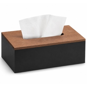 Cutie decorativa Pufo Blacky din lemn pentru servetele, 25 x 14 cm, negru/maro