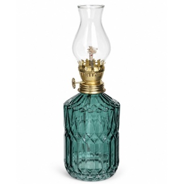 Lampa Pufo Glass din sticla pentru ulei cu fitil, 24 cm- decor vintage si iluminare ambientala