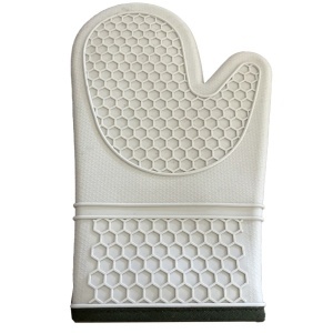 Manusa de bucatarie Pufo Cooking din silicon pentru gratar sau cuptor, captusita, 30 cm, crem