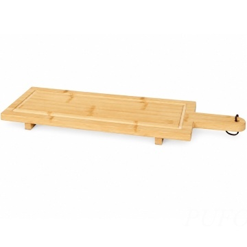 Platou de servire din bambus cu maner – tocator decorativ pentru branzeturi, aperitive, gustari si servirea mesei, 58 x 19 cm