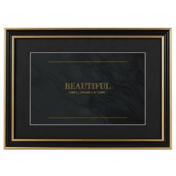 Rama foto decorativa Pufo pentru diploma, certificat, acte sau fotografie A4, design elegant negru cu auriu, 32 x 24 cm