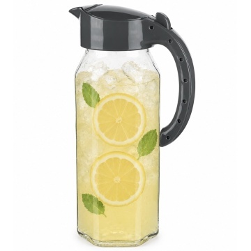 Carafa Pufo Summery din sticla cu capac, pentru apa, limonada sau suc, 1.5 L, transparent