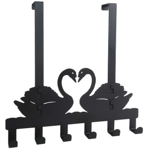 Cuier metalic pentru usa in forma de lebada, cu carlige – suport decorativ și practic pentru haine și accesorii, 33 x 18 cm, negru