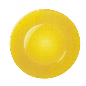 Farfurie eleganta tip platou din sticla Pufo Luxury pentru desert si aperitive, 31 cm, galben– rafinament si stil la fiecare masa