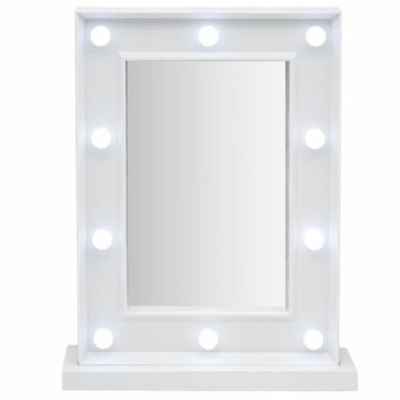 Oglinda profesionala pentru makeup Pufo cu 10 becuri LED, iluminare uniforma pentru machiaj si cosmetica, 33 x 25 cm