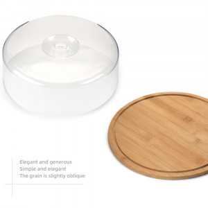 platou bambus cu capac transparent