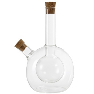 Recipient oliviera din sticla 2 in 1 Pufo Oil pentru lichide, ulei, otet, 350 ml, transparent
