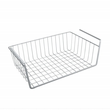 Suport metalic tip cos pentru depozitare sub raft Pufo pentru casa si bucatarie, multifunctional, 30 x 26 cm, argintiu