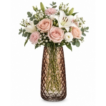 Vaza decorativa eleganta Pufo Oracle din sticla pentru flori si aranjamente, 21 cm- design modern pentru living si decor interior