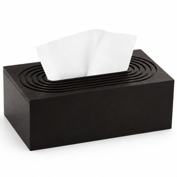 Cutie decorativa Pufo Black din lemn pentru servetele, 25 x 14 cm, negru