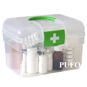 Cutie organizator depozitare si pastrare medicamente, Pufo Medicine, 21 x 14 cm- depozitare si pastrare sigura