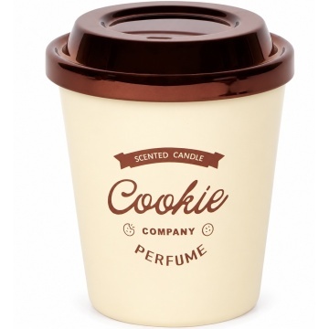 Lumanare parfumata decorativa Cookie in forma de pahar de cafea, cu recipient tip Coffee Cup, durata de ardere 20 de ore, lumanare aromata pentru casa, living, dormitor si birou, decoratiune moderna, idee de cadou, maro
