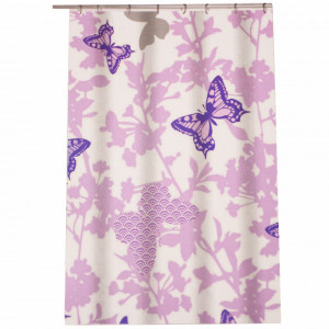 Perdea de dus Pufo Butterfly, 180 x 180 cm, mov/ roz