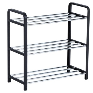 Suport pentru pantofi cu 3 rafturi, pliabil, 44 cm, negru