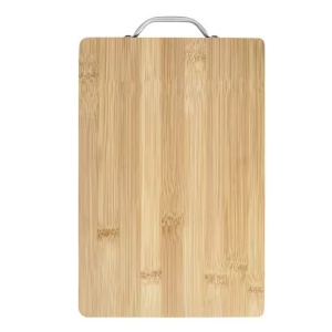 Tocator de bucatarie universal din lemn de bambus cu maner din metal, maro, 33 x 25 cm