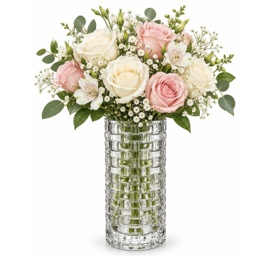 Vaza decorativa eleganta Pufo Rules din sticla pentru flori si aranjamente, 19.5 cm- design modern pentru living si decor interior