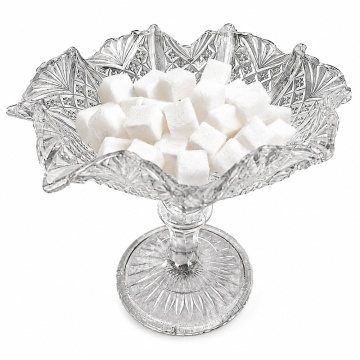 Bomboniera Pufo Vintage din sticla cu picior, suport elegant pentru lumanare, bomboane, inghetata, prajituri si gustari, 13 cm