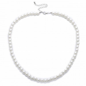 Colier Pufo Pearl Classic – colier de dama scurt cu perle mici albe acrilice, elegant si rafinat pentru orice ocazie