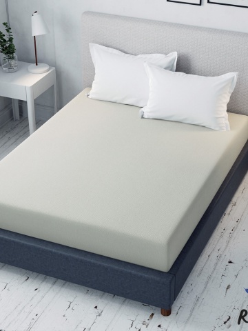 Cearceaf de pat crem cu elastic Evostar bumbac100% ranforce /90x200 cm dimensiune standard