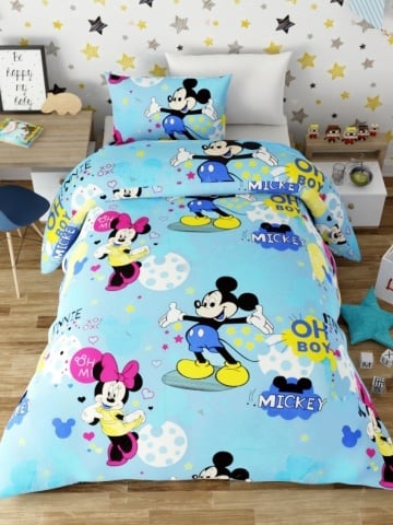 Lenjerie de pat copii Mikey & Minnie albastru