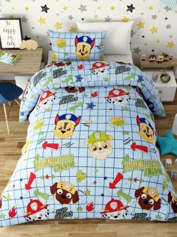 Lenjerie de pat copii bumbac Patrula Catelusilor