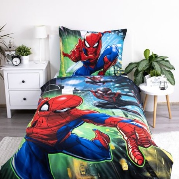 Set lenjerie de pat, 2 piese, reversibila, 100% bumbac, 140 x 200 cm, 70 x 90 cm, Spiderman, multicolor - Img 2