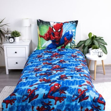 Set lenjerie de pat, 2 piese, reversibila, 100% bumbac, 140 x 200 cm, 70 x 90 cm, Spiderman, multicolor - Img 3