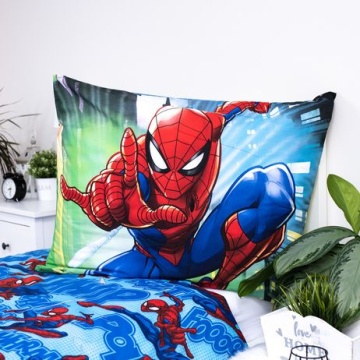 Set lenjerie de pat, 2 piese, reversibila, 100% bumbac, 140 x 200 cm, 70 x 90 cm, Spiderman, multicolor - Img 4