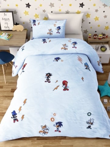 Lenjerie de pat copii bumbac Ariciul Sonic
