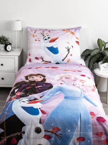 Set lenjerie de pat, 2 piese, reversibila, multicolor, 100% bumbac, 140 x 200 cm, 70 x 90 cm, Wind Frozen, Disney - Img 2