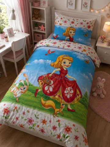 Lenjerie de pat copii bumbac Sofia The First