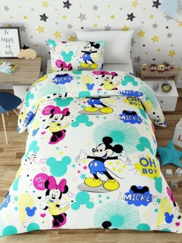 Lenjerie de pat copii Mikey & Minnie crem