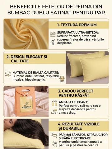 Set 2 fete de perna protejarea firului de par din bumbac dublu satinat, 50x70 cm, Evostar textile - Img 5
