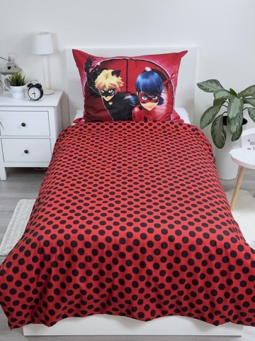 Set lenjerie de pat, 2 piese, reversibila, 100% bumbac, 140 x 200 cm, 70 x 90 cm, LadyBug, multicolor - Img 3