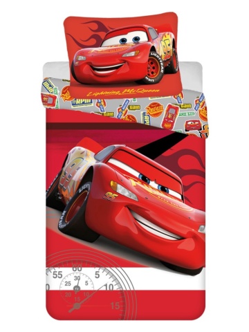 Set lenjerie de pat 2 piese, reversibila, multicolor, 100% bumbac, 140 x 200 cm, 70 x 90 cm, Cars