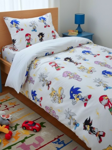 Lenjerie de pat copii bumbac Ariciul Sonic