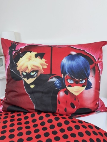 Set lenjerie de pat, 2 piese, reversibila, 100% bumbac, 140 x 200 cm, 70 x 90 cm, LadyBug, multicolor - Img 4