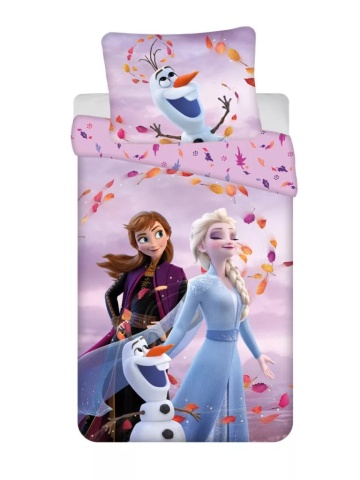 Set lenjerie de pat, 2 piese, reversibila, multicolor, 100% bumbac, 140 x 200 cm, 70 x 90 cm, Wind Frozen, Disney