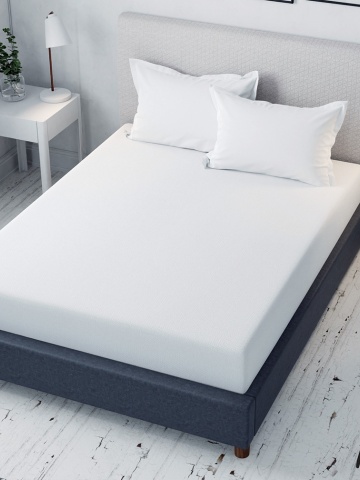 Cearceaf de pat alb cu elastic Evostar bumbac100% ranforce /90x200 cm dimensiune standard