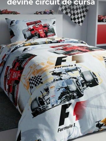 Lenjerie de pat copii bumbac Formula 1