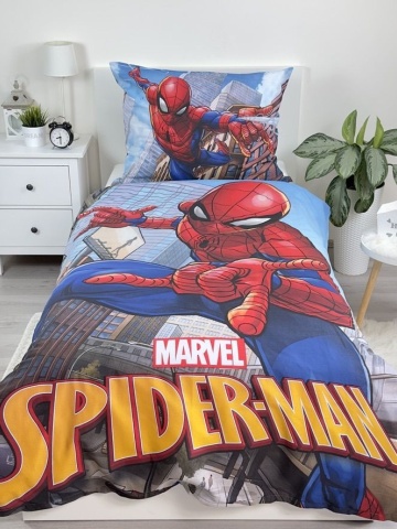 Set lenjerie de pat, 2 piese, reversibila, 100% bumbac, 140 x 200 cm, 70 x 90 cm, Spiderman, multicolor - Img 2