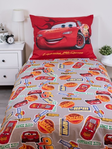 Set lenjerie de pat 2 piese, reversibila, multicolor, 100% bumbac, 140 x 200 cm, 70 x 90 cm, Cars - Img 3