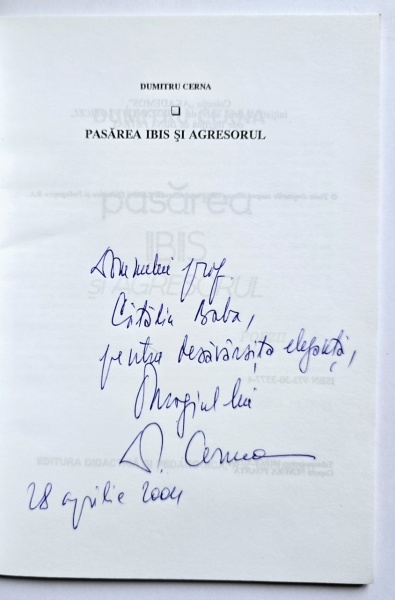 Dumitru Cerna - Pasarea ibis si agresorul (cu autograf) - Img 2