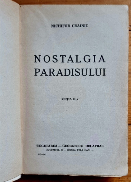 Nichifor Crainic - Nostalgia paradisului - Img 2