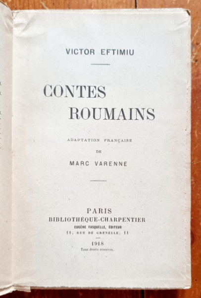 Victor Eftimiu - Contes Roumains (editie in limba franceza) - Img 2